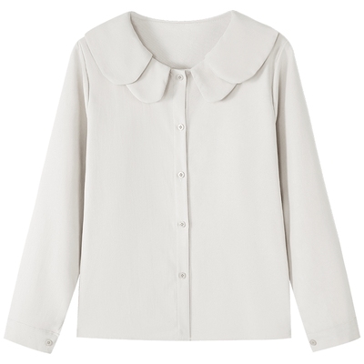 慕兔法式娃娃领单排扣衬衫