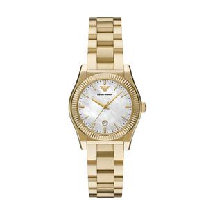 EMPORIO ARMANI/阿玛尼春夏女士小金表复古轻奢钢带石英手表腕表