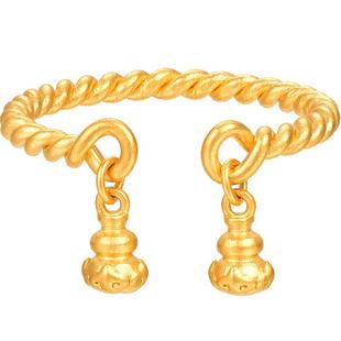 明牌珠宝古法黄金戒指 足金开口麻花福禄戒葫芦女戒AFM0243