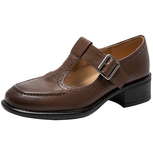 [宋祖儿同款]千百度英伦风玛丽珍鞋女2026春季新款T字厚底乐福鞋