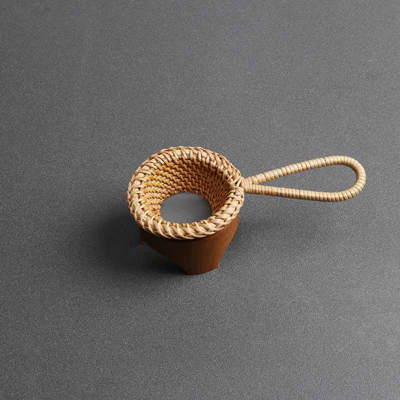 越南藤编茶滤天然秋漏斗茶道漏藤过滤网茶具细密茶编制茶滤配件