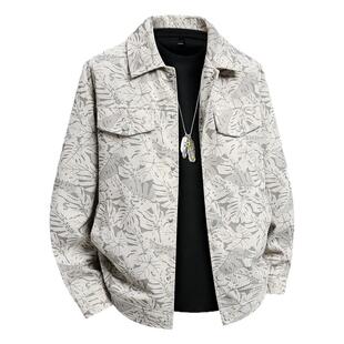 啄木鸟2025新款休闲夹克外套男时尚潮流印花百搭上衣男装上衣服