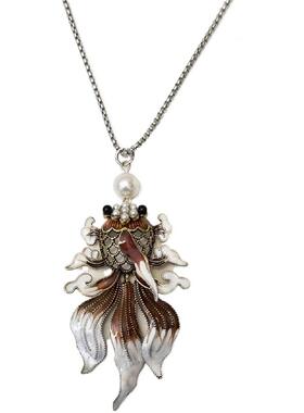 新中式锦鲤珐琅vintage项链