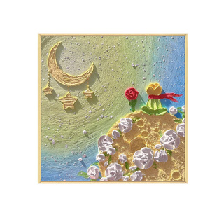 小王子立体肌理画石英砂丙烯数字油画diy材料包手工玫瑰花装饰画