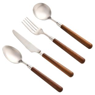 卡罗特不锈钢勺子家用高档精致餐勺叉子长柄汤匙个人专用吃饭调羹