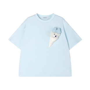 【冰淇淋小熊】sorona光盾凉感 立体小熊甜筒短袖T恤粉蓝女童夏