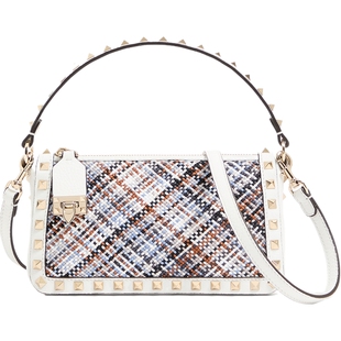 [新品上市]华伦天奴VALENTINO女士 ROCKSTUD 小号编织斜挎包