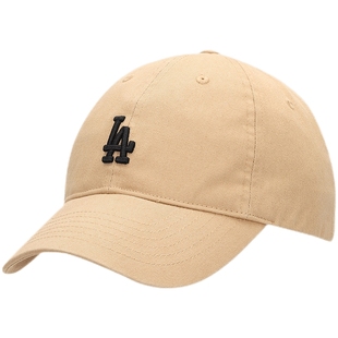 MLB帽子男帽女帽2022秋季新款LA小标棒球帽米黄色鸭舌帽3ACP7701N