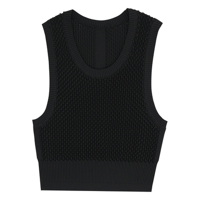 IDPAN黑色无袖编织肌理感针织衫简约百搭修身显瘦针织背心上衣女