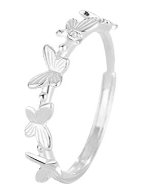 晚舟s925纯银蝴蝶戒指女