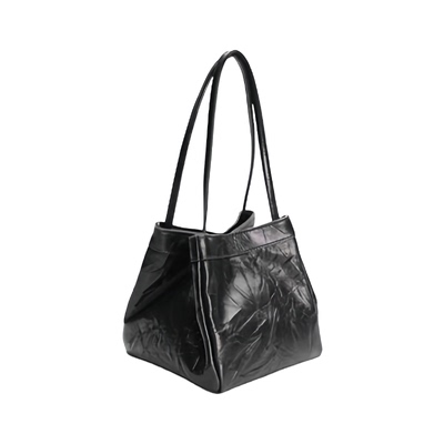 HEBAOBAO褶皱牛皮菜篮子手拎包