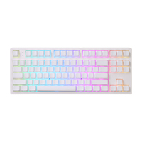 腹灵MK870纯白侧刻 机械键盘有线无线蓝牙客制化87键办公游戏白色
