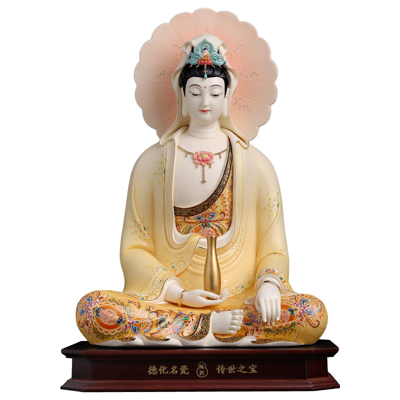 陶瓷观世音菩萨佛像摆件省级大师
