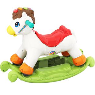 汇乐摇摇马儿童小木马音乐溜溜车二合一防摔婴儿宝宝玩具周岁礼物