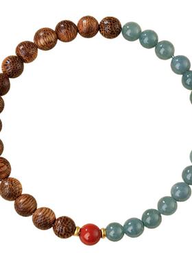 天然沉香蓝水翡翠手串女款小清新半山半水手链手饰品朋友闺蜜礼物