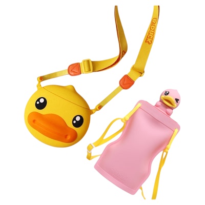 小黄鸭随手杯硅胶杯软胶吸管水壶