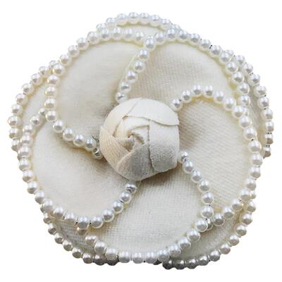 1539精致高档布艺白色山茶花胸针原创小香风扣针胸花外套配饰