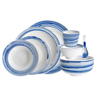 择学家转丝系列碗碟套装家用景德镇青花瓷碗陶瓷盘子菜盘饭碗面碗