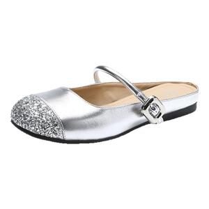 大东银色包头拖鞋女夏外穿2025新款夏季法式玛丽珍女鞋穆勒鞋半拖