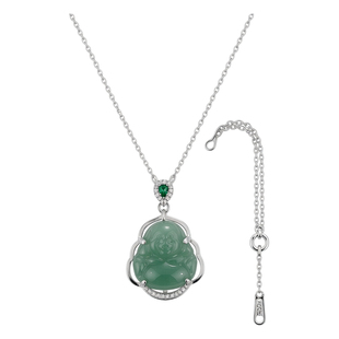 999纯银佛公和田玉吊坠项链女款高级感轻奢小众显白精致情人礼物