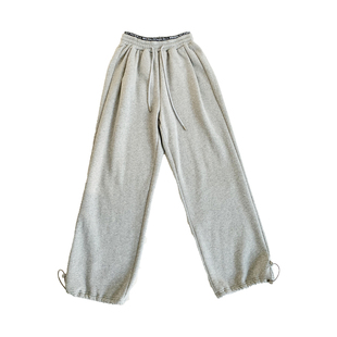 PAPERLLL辛间灰色抽绳运动裤休闲高腰束脚加绒卫裤女2025秋冬新款