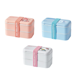 三丽鸥双层饭盒可微波炉加热专用小学生大容量上班族带饭分格便当