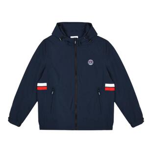 Raidy Boer雷迪波尔春秋男装连帽运动胸章撞色条纹夹克外套3326