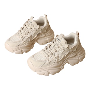 意尔康女鞋2026新款夏季透气网面运动百搭小个子厚底增高老爹鞋子