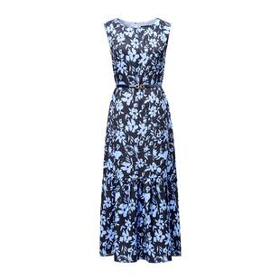 颜域蓝色碎花背心连衣裙女2026新款早春收腰显瘦女士法式复古长裙