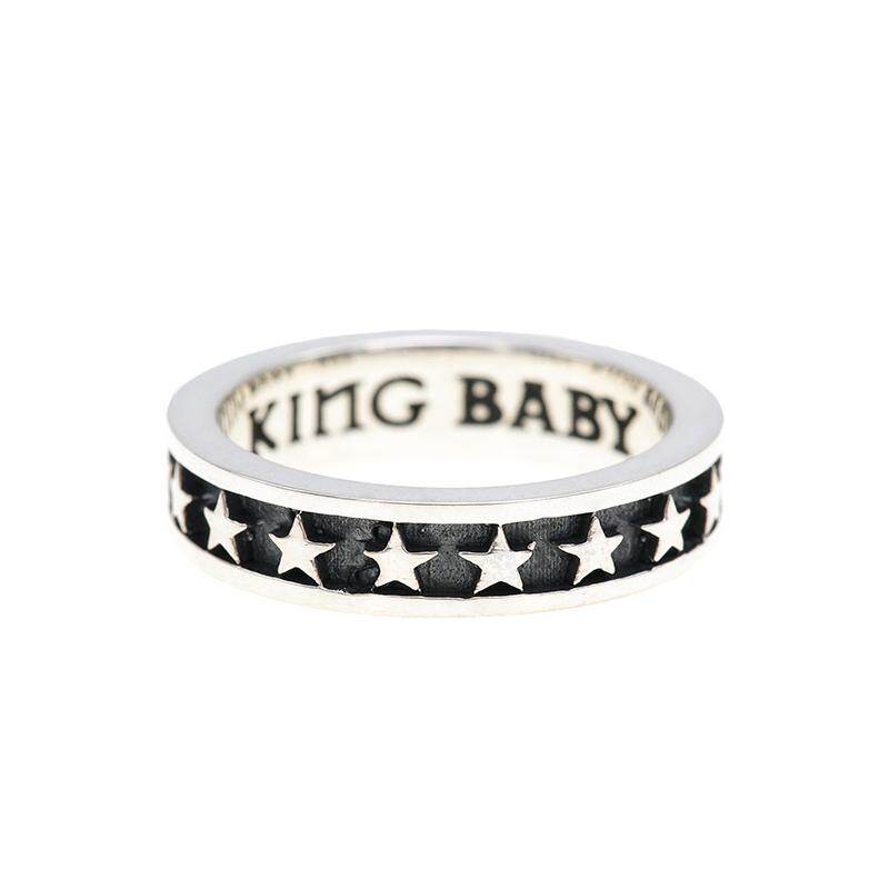 KING BABY星星联排戒指925银摇滚潮流ins风五角星个性礼物