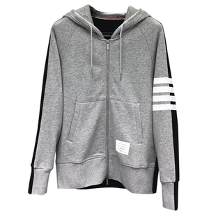 tb卫衣开衫男士秋冬拉链宽松男女情侣装潮牌前后拼色四杠连帽外套