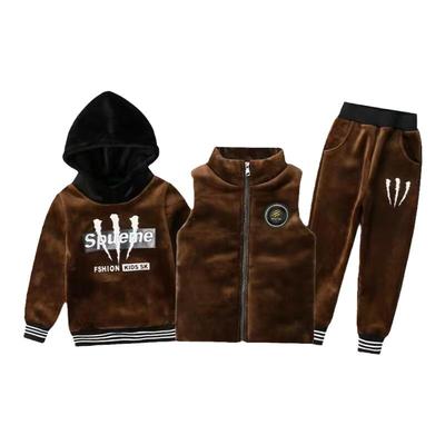 韩版金丝绒三件套秋冬帅气童套装