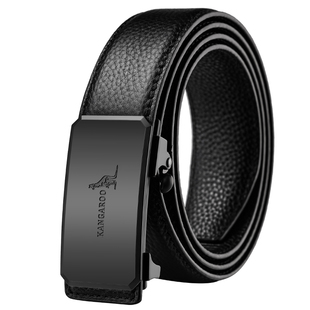 袋鼠头层牛皮腰带男款无牙真皮内穿式皮带男士商务自动扣裤带潮男