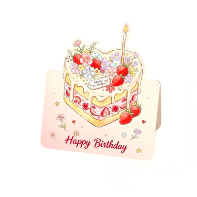 折叠式彩色插画生日贺卡