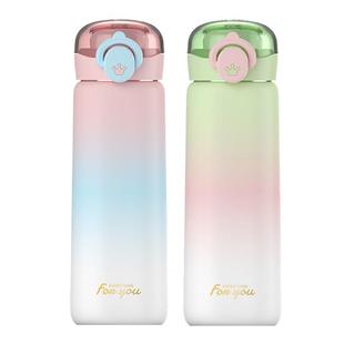 2025新款便携弹跳渐变保温杯女士高颜值高中学生办公室直饮水杯子