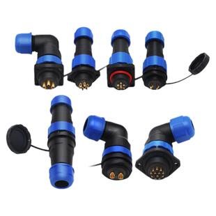 IP68防水航空插头对接插座/接头法兰方形SP13-16-20-28弯式连接器