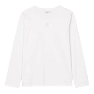 季末7折SANDRO2025秋冬女装法式时尚白色镂空字母长袖针织T恤衫