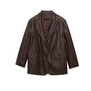 SUNS都市雅痞 美式复古街头风廓形宽松显瘦西装皮衣女外套ZY3466