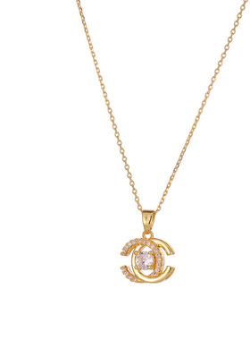 新款小香风双c坠链轻奢项链