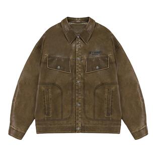 BJHG不计后果新款美式风皮衣外套男款春季潮牌情侣美拉德皮夹克女