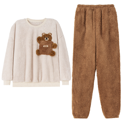 妮狄娅情侣珊瑚绒时尚家居服套装