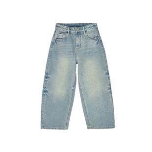 长期主义!~小个子九分阔腿弯刀裤子女春新款美式复古宽松牛仔裤