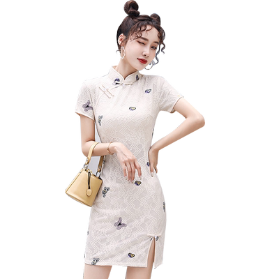 修身性感复古风日常学生短款旗袍