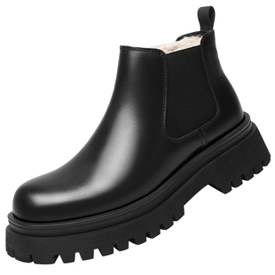 老爷车马丁靴男款冬季加绒保暖高帮皮鞋厚底内增高切尔西棉靴子男