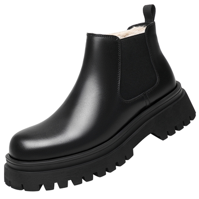 老爷车冬季加绒马丁靴厚底切尔西