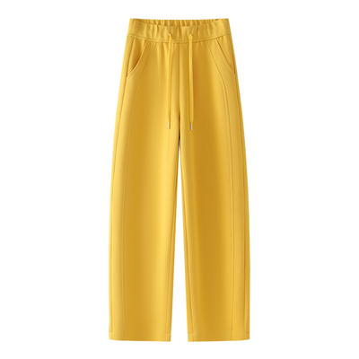 黄色窄版香蕉裤女秋冬休闲弯刀裤