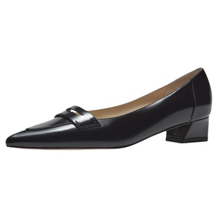 HGK巴黎书店 2026新款黑色真皮尖头乐福鞋一脚蹬气质英伦风单鞋女