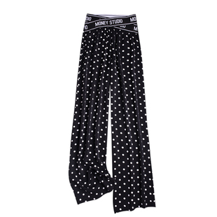 休闲裤女薄款阔腿裤女垂感2026春夏流行风格裤子女波点直筒长裤潮