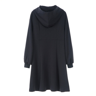 SOMSOM/索玛法式连帽长袖连衣裙女春秋休闲时尚百搭高腰卫衣裙子