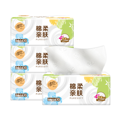 清风原木抽纸320张4大包